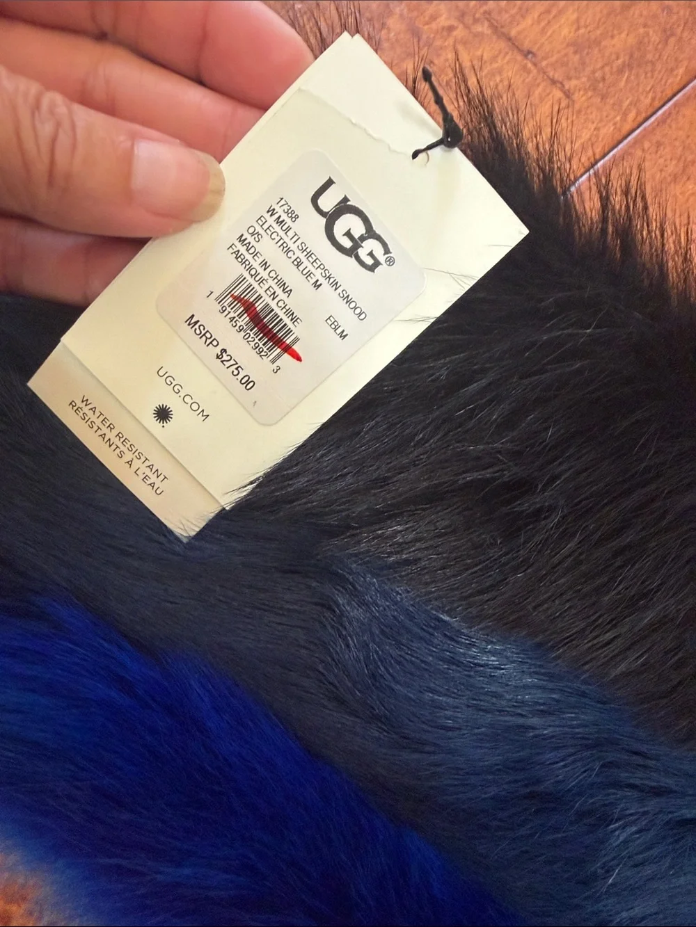 UGG Black and Electric Blue Multi Sheepskin Snood